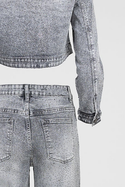 Дамски деним комплект с камъни Silver Spark