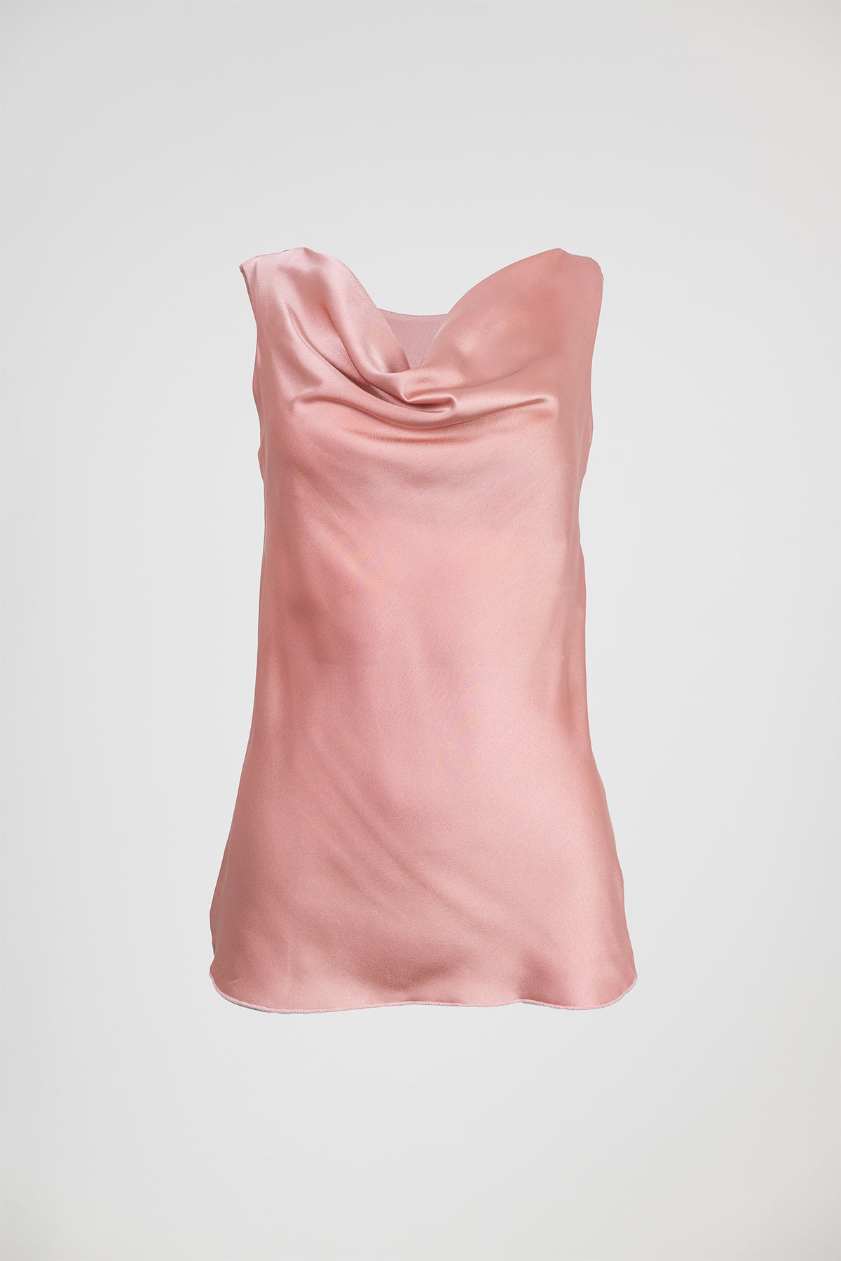 Пудра сатенен топ с падащо деколте и изчистена линия - Midnight Dream