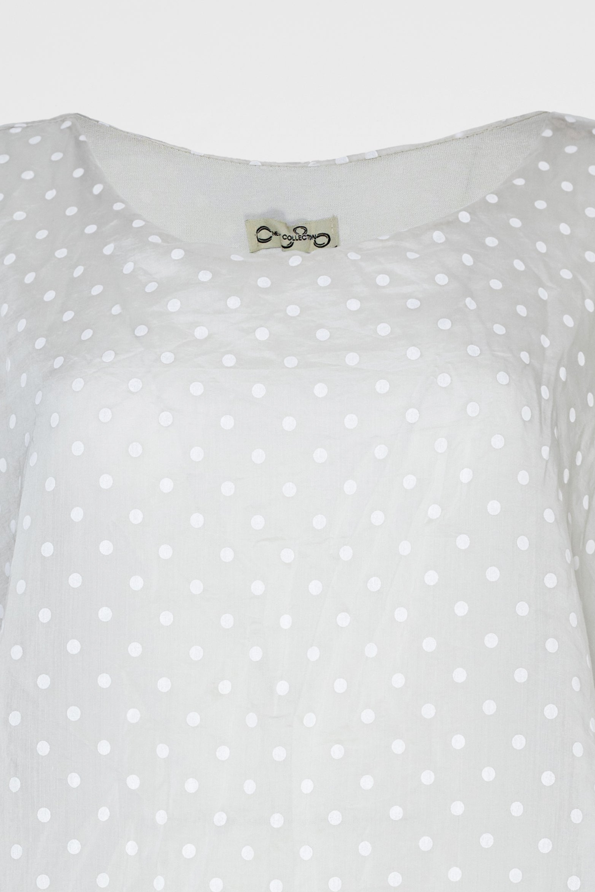 Ефирна бежова туника на бели точки с подплата - Dot Breeze