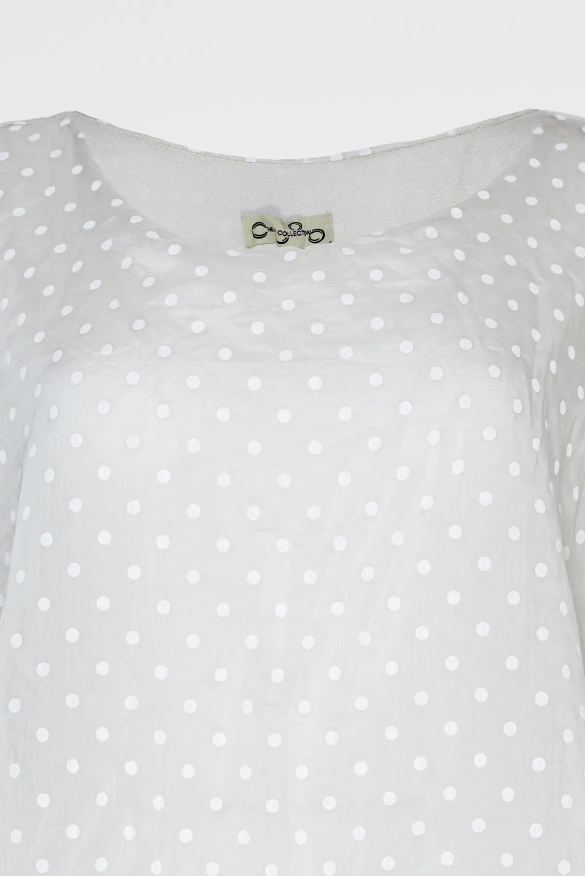 Ефирна бежова туника на бели точки с подплата - Dot Breeze