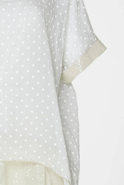 Ефирна бежова туника на бели точки с подплата - Dot Breeze