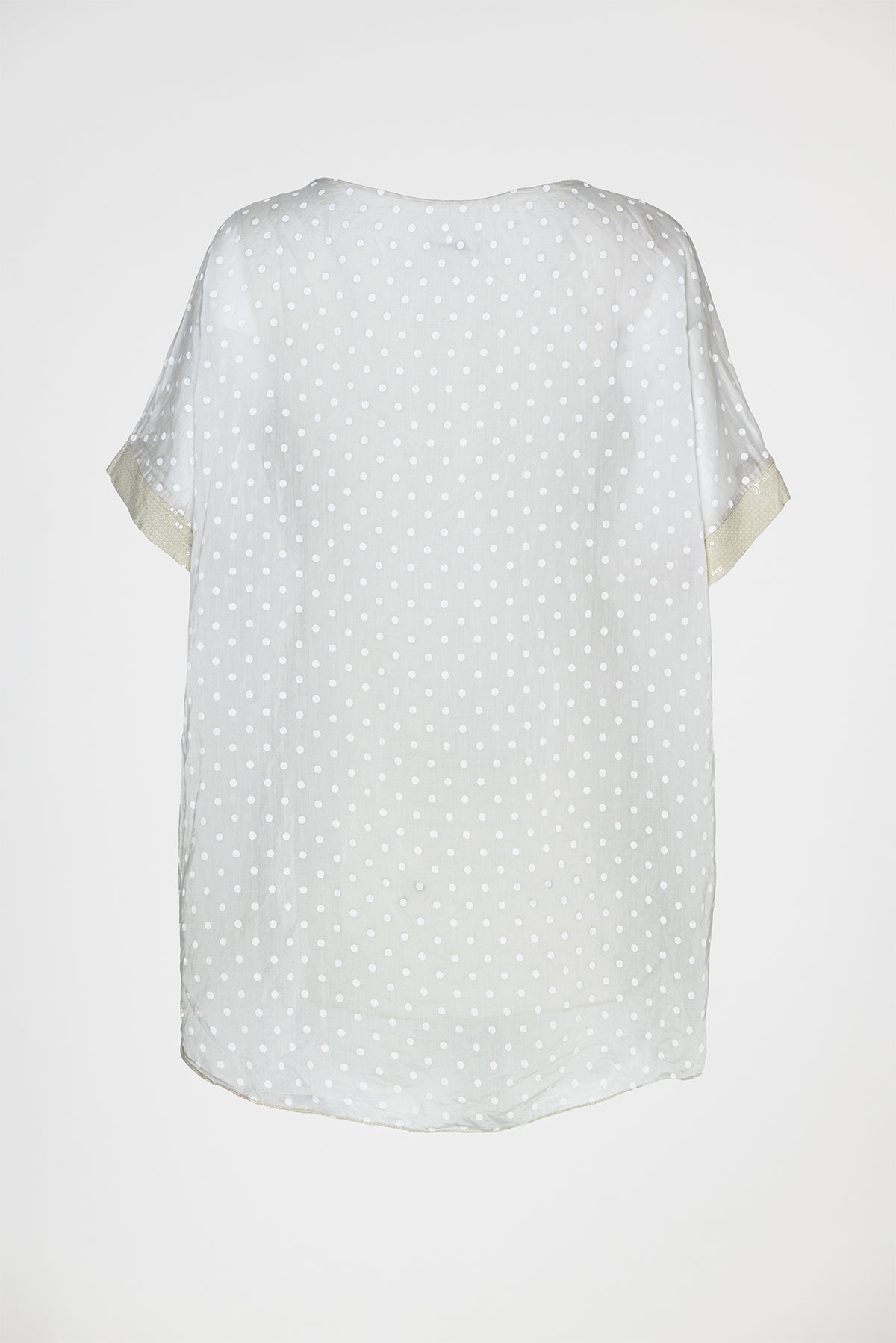 Ефирна бежова туника на бели точки с подплата - Dot Breeze