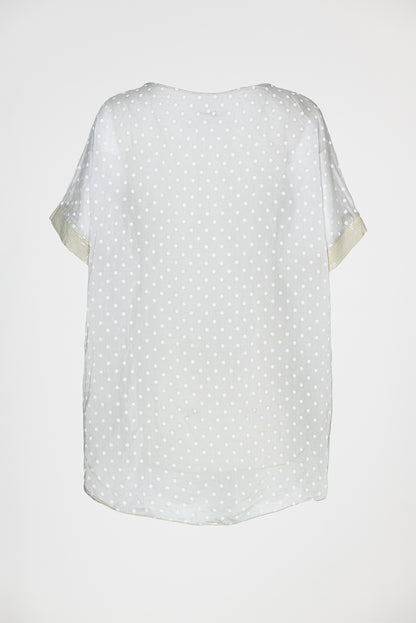 Ефирна бежова туника на бели точки с подплата - Dot Breeze