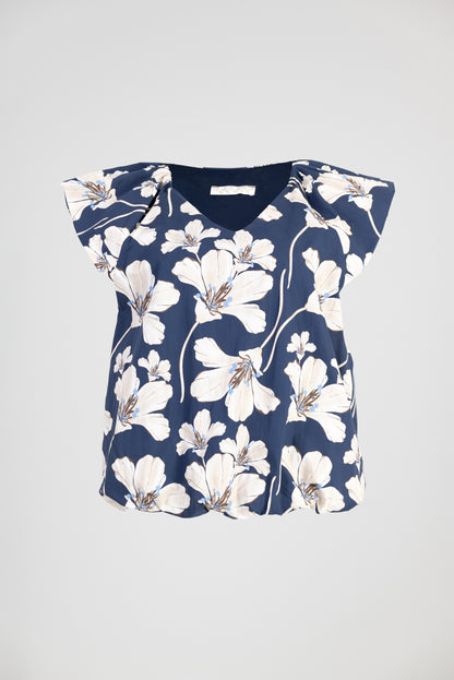 Дамска памучна блуза без ръкави в тъмносиньо - Noir Fleur