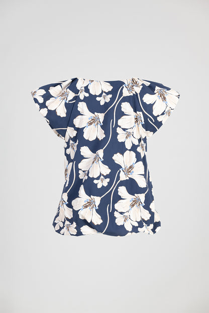 Дамска памучна блуза без ръкави в тъмносиньо - Noir Fleur