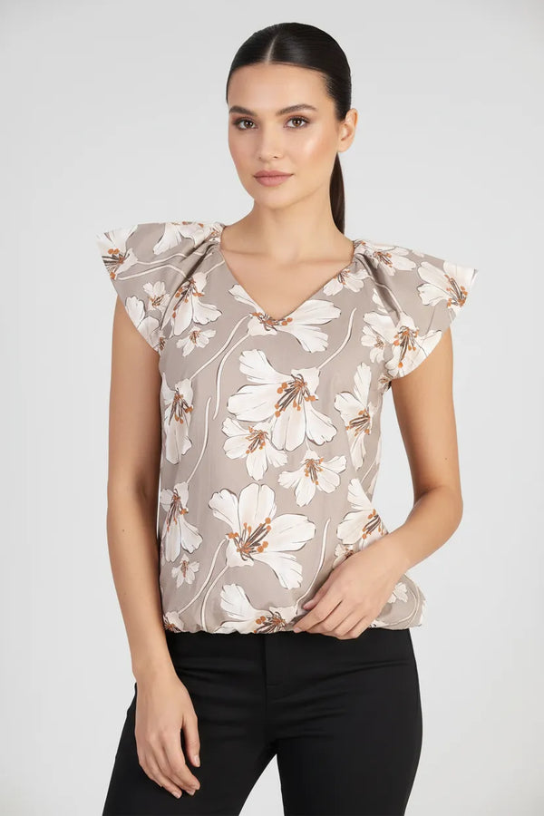 Дамска памучна блуза без ръкави в бежово - Noir Fleur