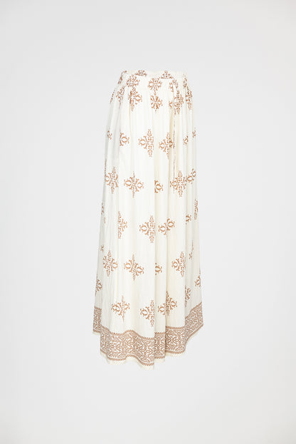 Дамски комплект блуза и панталон с бродерия в бежови тонове – Boho Grace