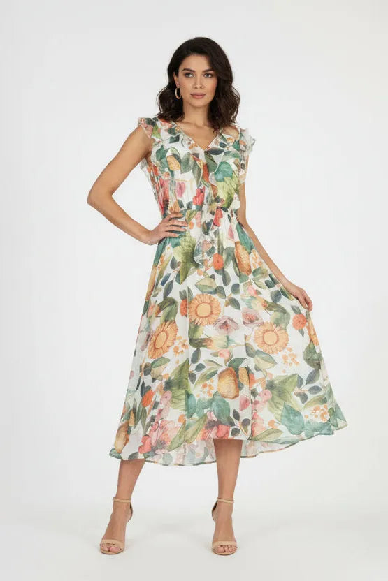Дамска рокля с цветен принт и волани – Garden Muse