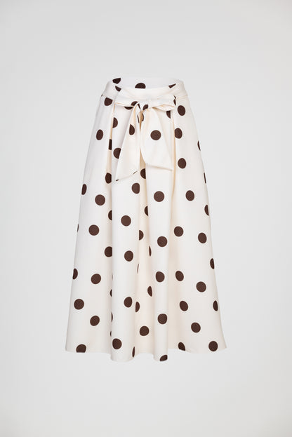 Екрю пола на кафеви точки с колан и странични джобове - Marina Dot