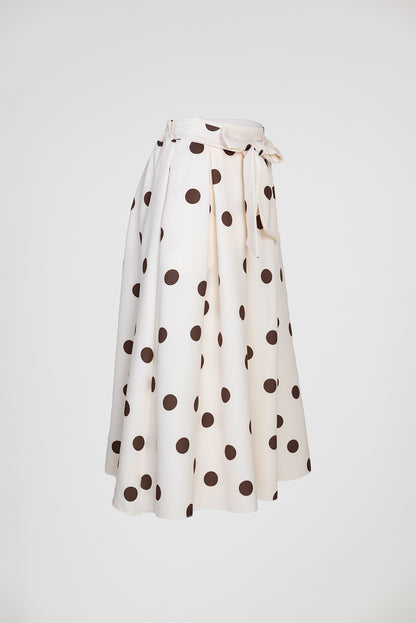 Екрю пола на кафеви точки с колан и странични джобове - Marina Dot