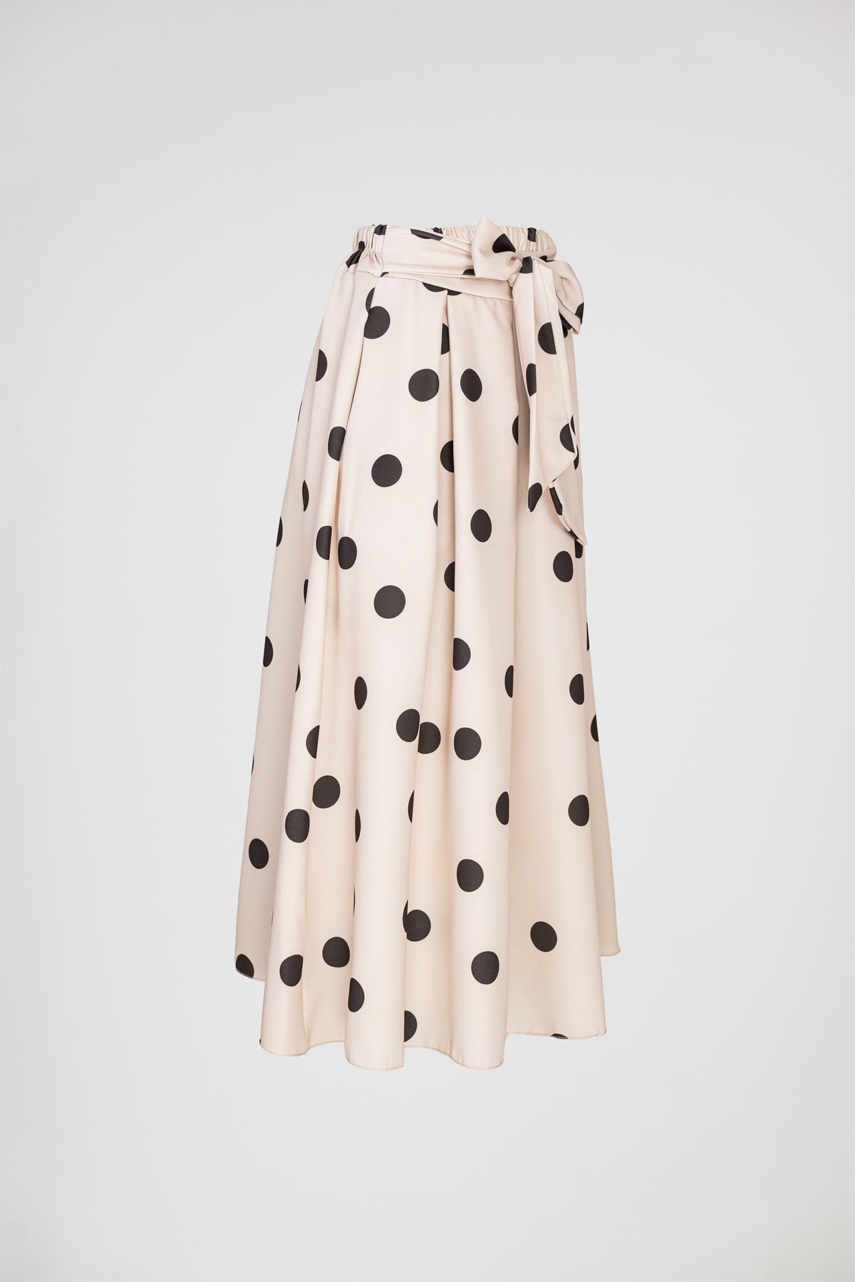 Бежова пола на кафеви точки с колан и странични джобове - Marina Dot