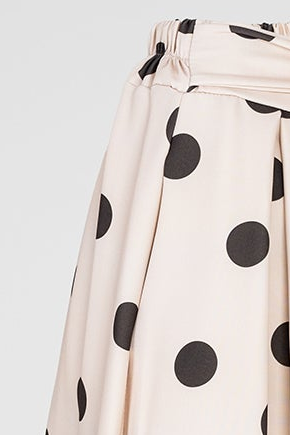 Бежова пола на кафеви точки с колан и странични джобове - Marina Dot