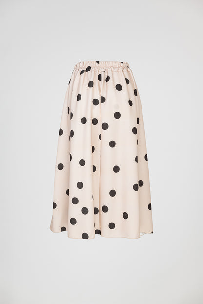 Бежова пола на кафеви точки с колан и странични джобове - Marina Dot
