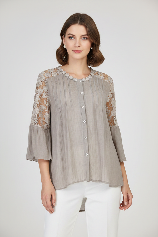 Дамска риза с дантелени ръкави и гръб - Soft Romance