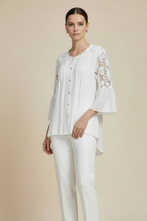 Дамска риза с дантелени ръкави и гръб - Soft Romance