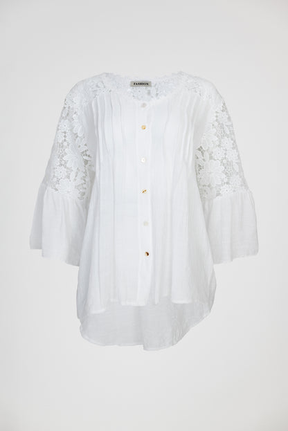 Дамска риза с дантелени ръкави и гръб - Soft Romance