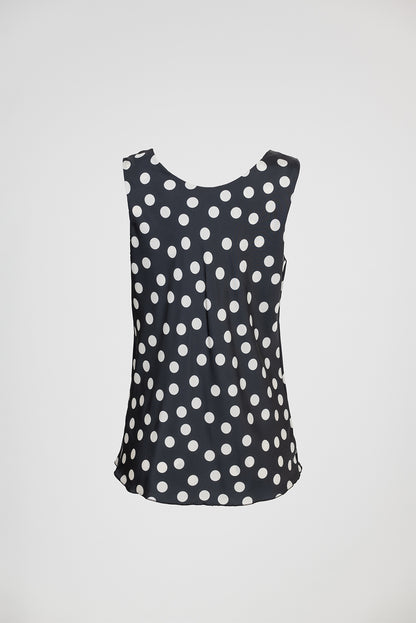 Сатенен дамски потник с гръцко деколте и принт на точки – Dotty