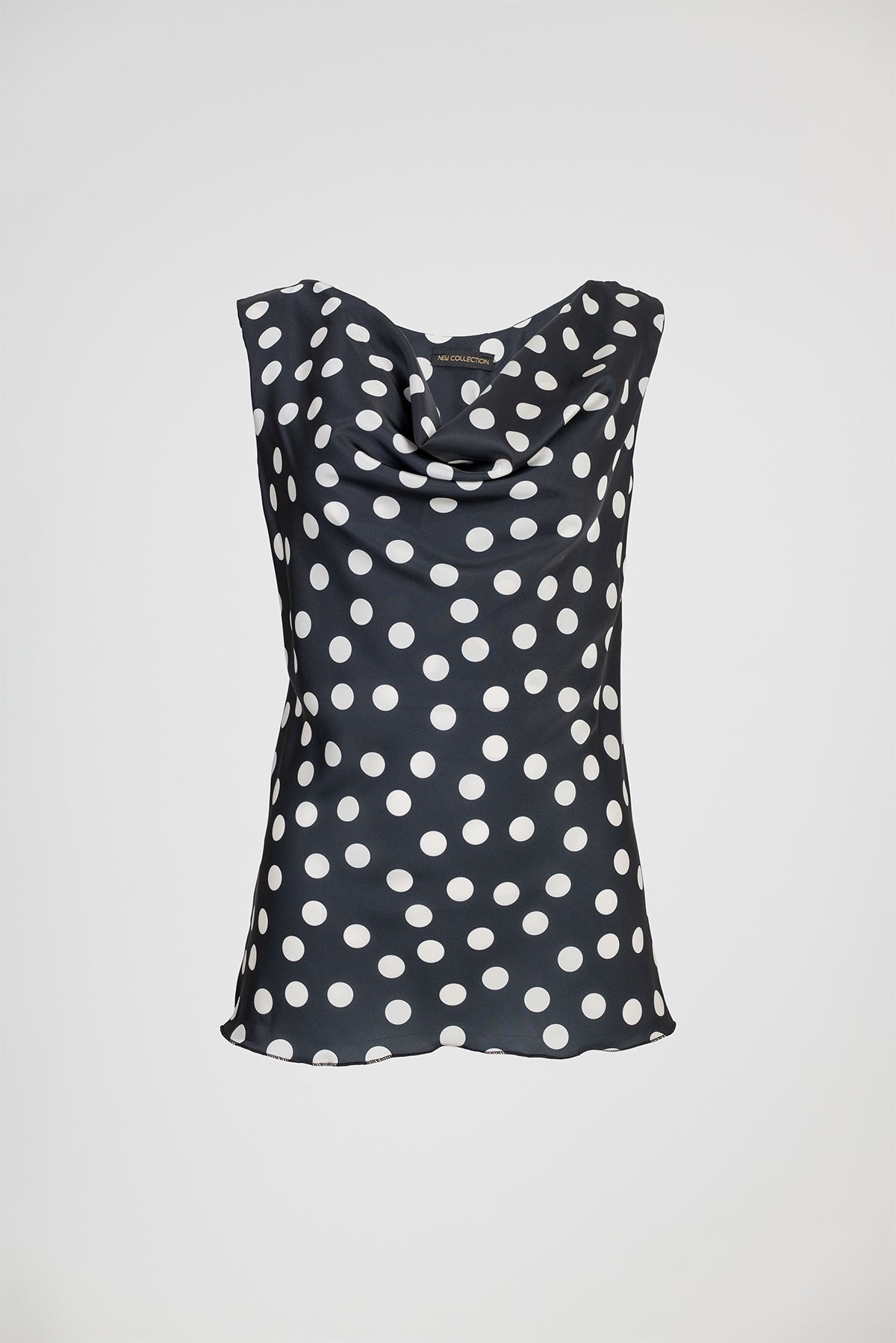 Сатенен дамски потник с гръцко деколте и принт на точки – Dotty