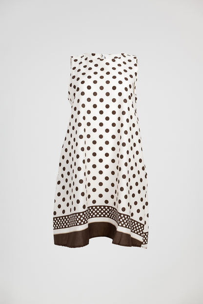 Дамска бeжова миди рокля на точки със скрити джобове – Beige Breeze