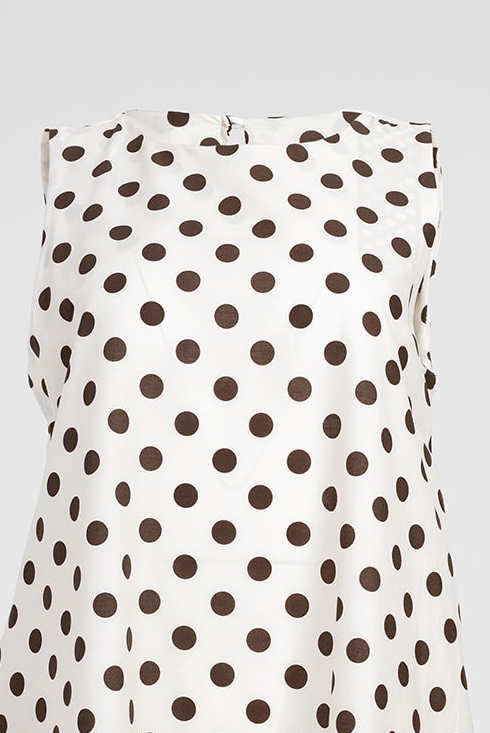 Дамска бeжова миди рокля на точки със скрити джобове – Beige Breeze