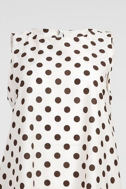 Дамска бeжова миди рокля на точки със скрити джобове – Beige Breeze