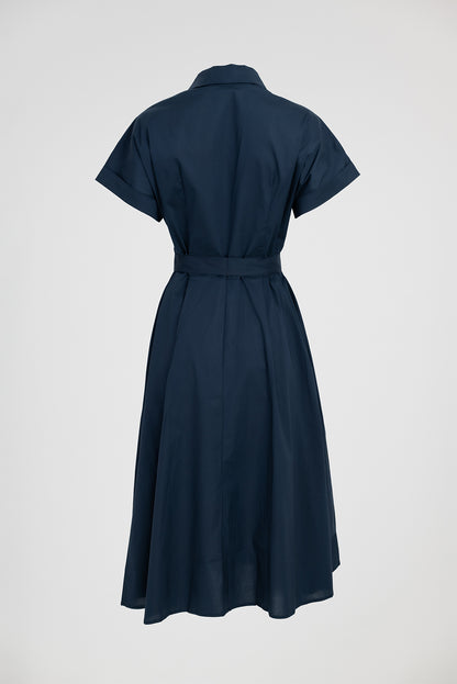 Памучна риза рокля с колан и артистична бродерия - Dark Poetry