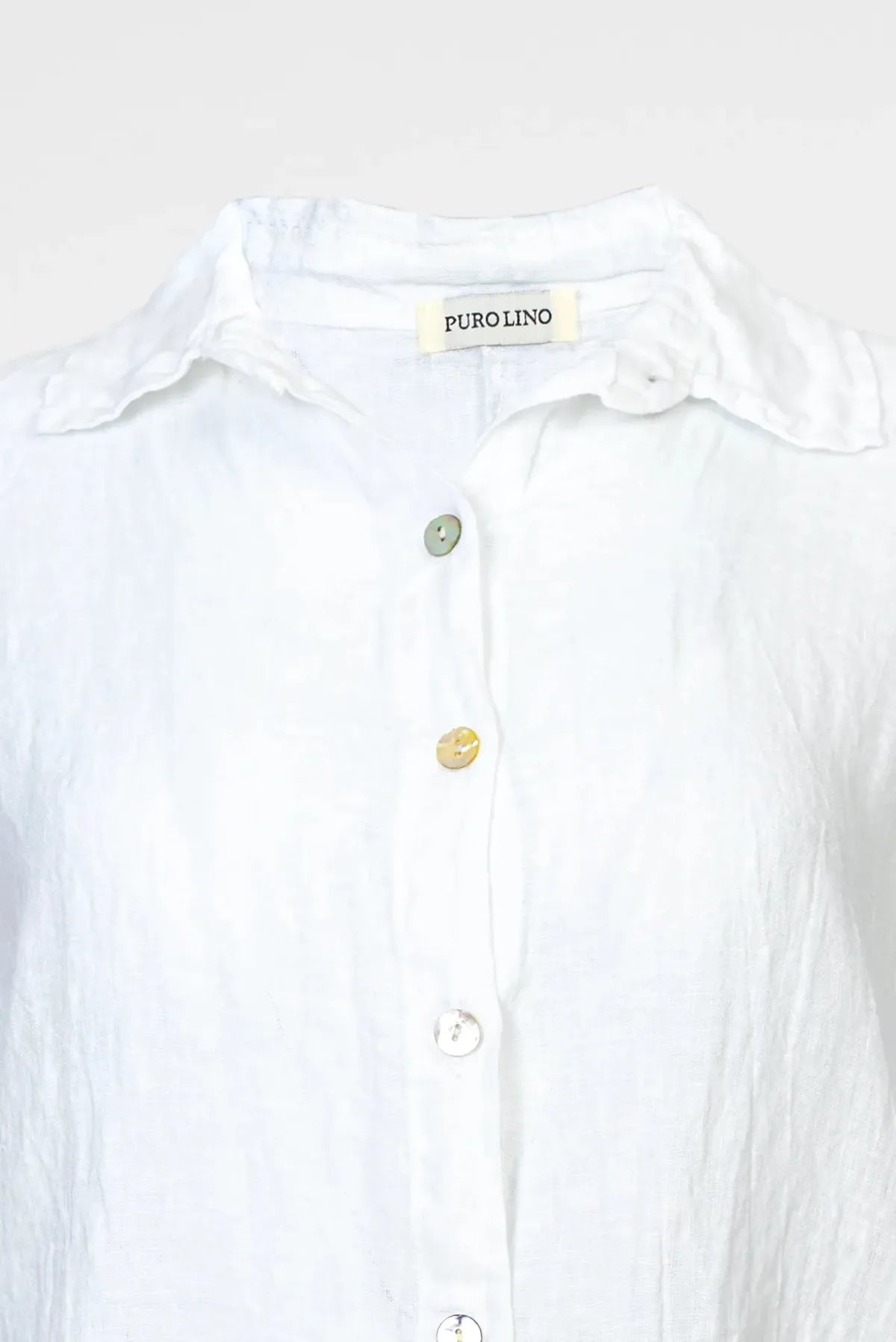 Дамска бяла ленена риза със свободна кройка – Pure Linen-ризи с къс ръкав-6Sense