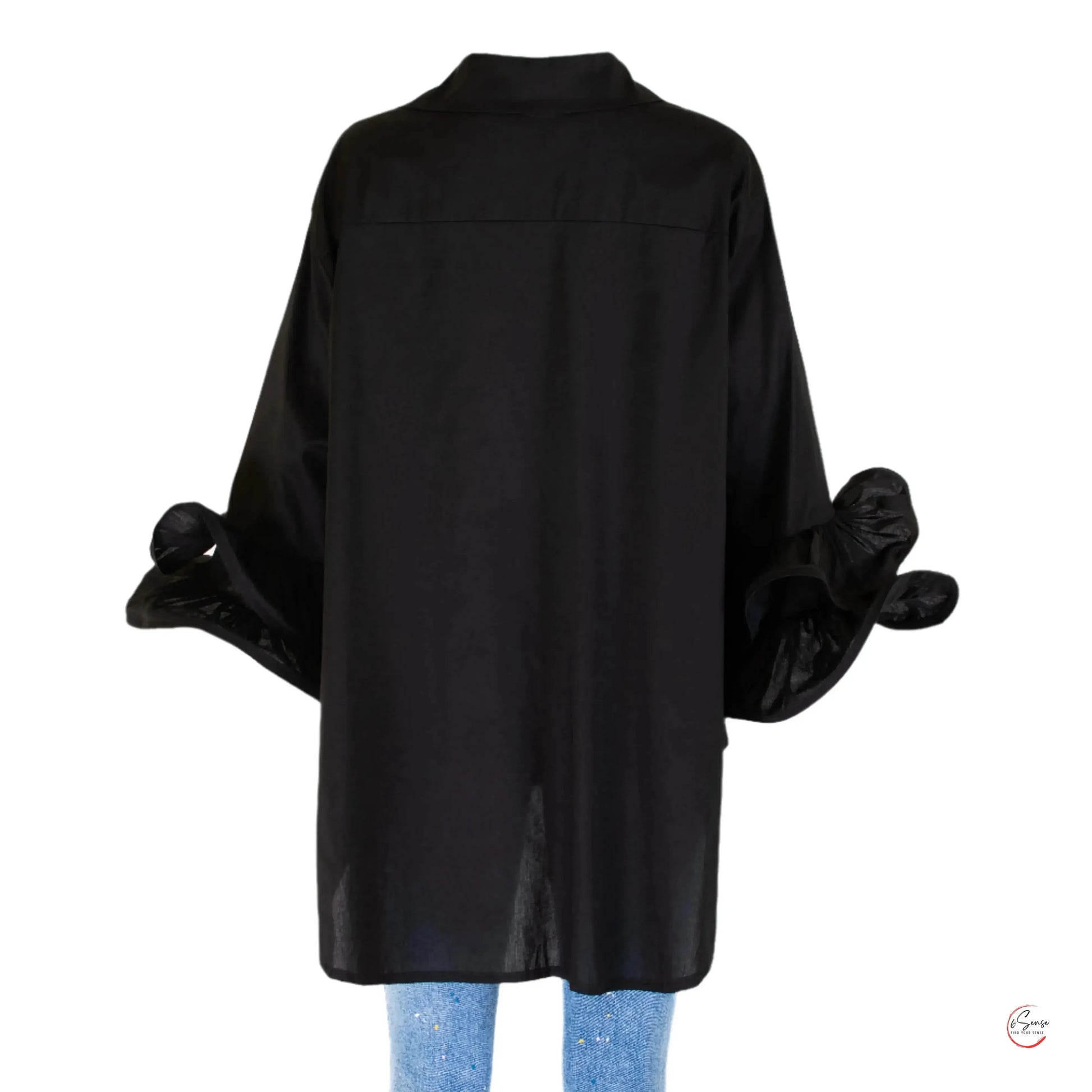 🖤 Стил и драма – черна риза с обемни ръкави