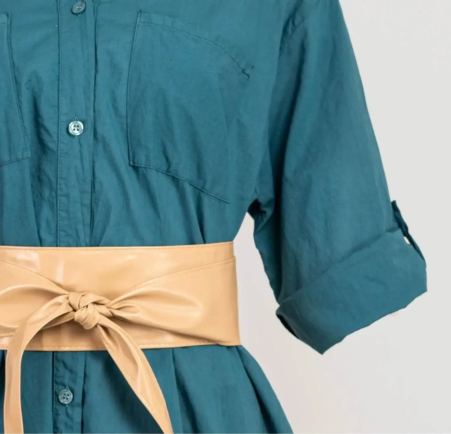 Дамска дълга риза 100% памук в тюркоазено синьо | колекция есен-зима 6Sense