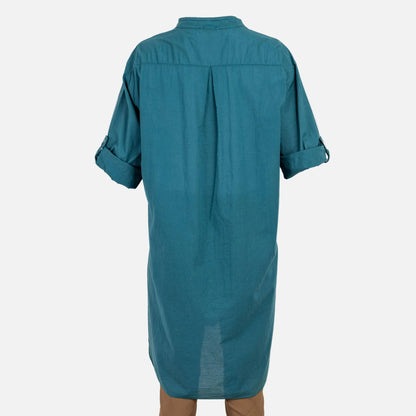 Дамска дълга риза 100% памук в тюркоазено синьо | колекция есен-зима 6Sense