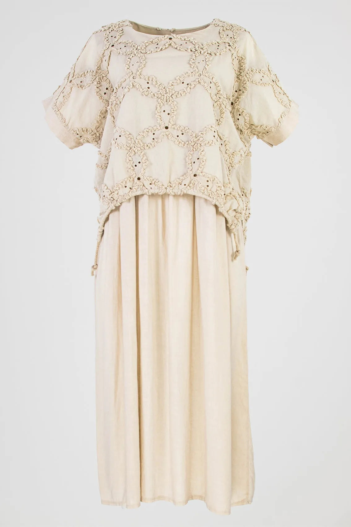 Дамска ленена рокля с ефектен топ - Sage Serenity-рокли-6Sense