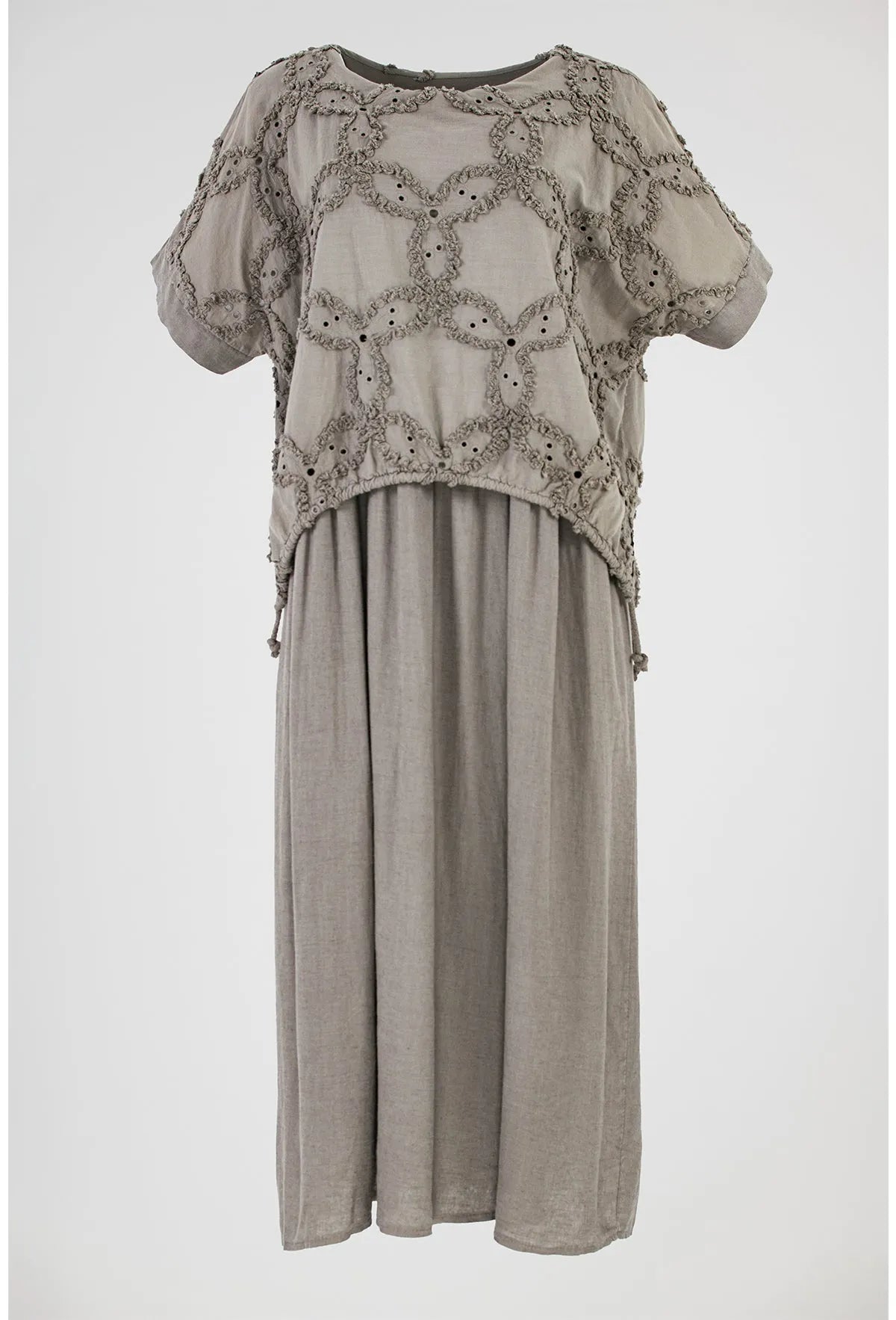 Дамска ленена рокля с ефектен топ - Sage Serenity-рокли-6Sense