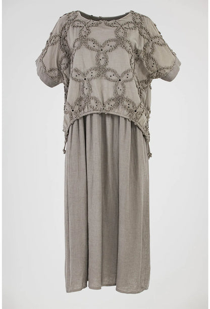 Дамска ленена рокля с ефектен топ - Sage Serenity-рокли-6Sense