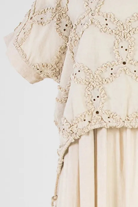 Дамска ленена рокля с ефектен топ - Sage Serenity-рокли-6Sense