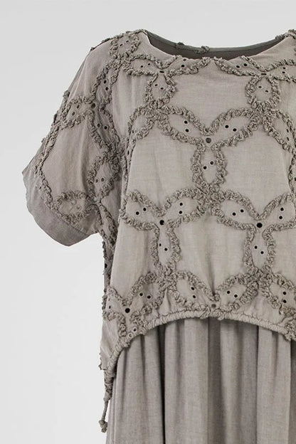 Дамска ленена рокля с ефектен топ - Sage Serenity-рокли-6Sense