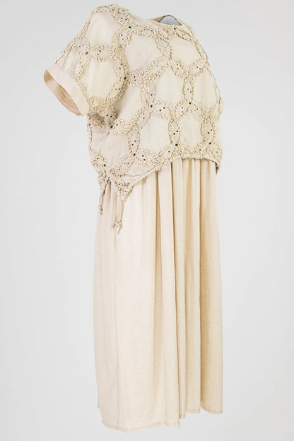 Дамска ленена рокля с ефектен топ - Sage Serenity-рокли-6Sense