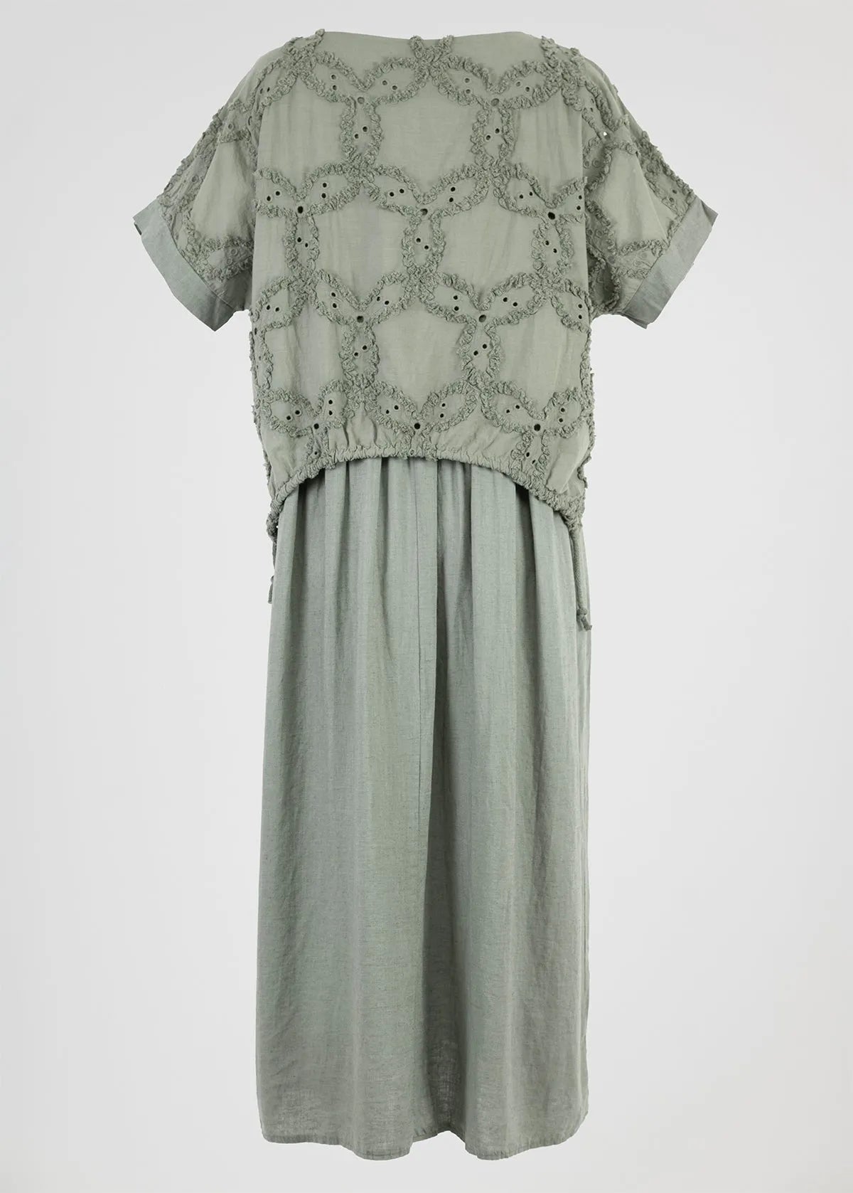 Дамска ленена рокля с ефектен топ - Sage Serenity-рокли-6Sense