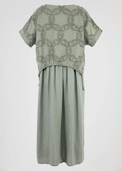 Дамска ленена рокля с ефектен топ - Sage Serenity-рокли-6Sense