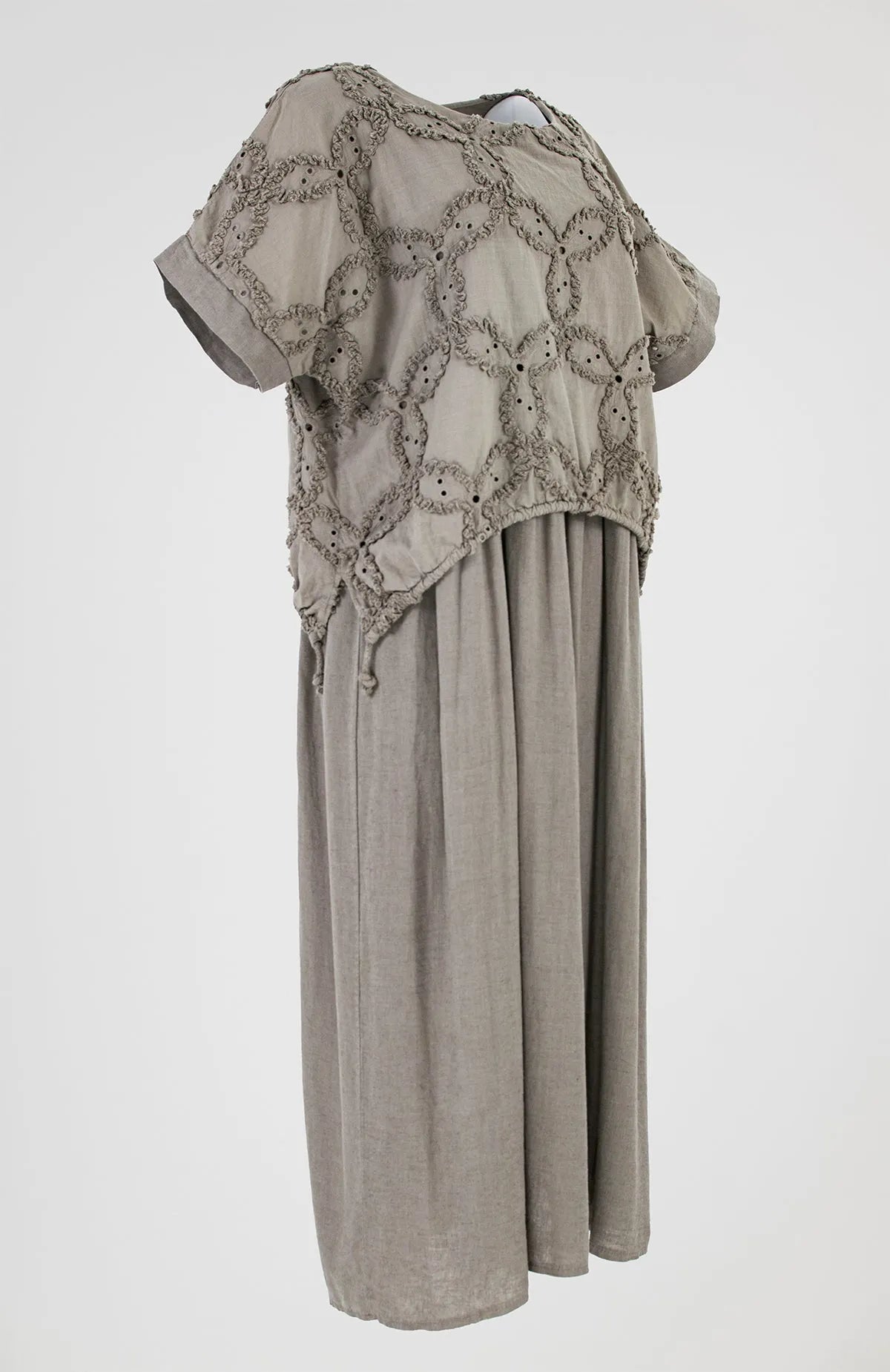 Дамска ленена рокля с ефектен топ - Sage Serenity-рокли-6Sense