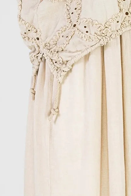 Дамска ленена рокля с ефектен топ - Sage Serenity-рокли-6Sense