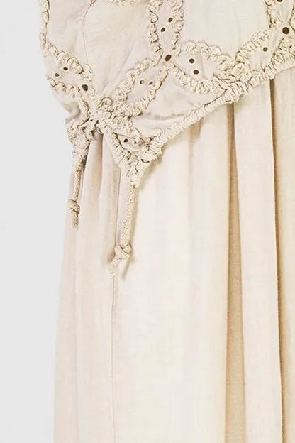 Дамска ленена рокля с ефектен топ - Sage Serenity-рокли-6Sense