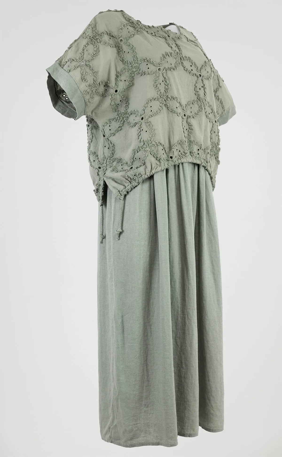 Дамска ленена рокля с ефектен топ - Sage Serenity-рокли-6Sense