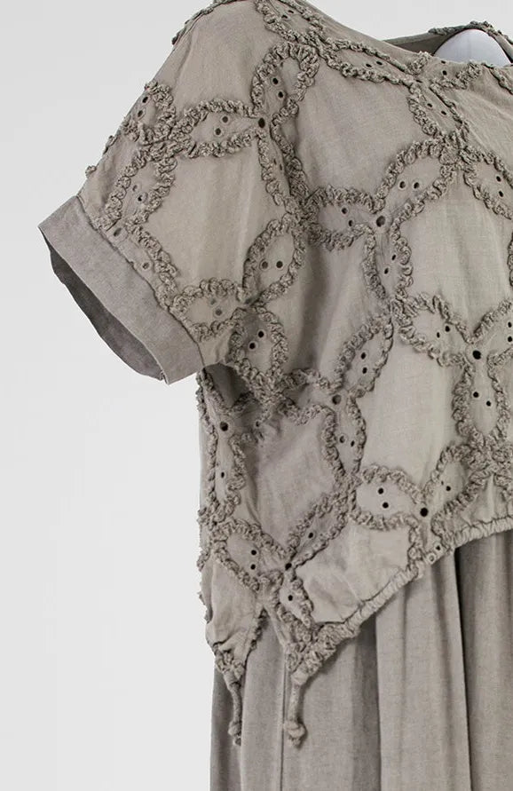 Дамска ленена рокля с ефектен топ - Sage Serenity-рокли-6Sense