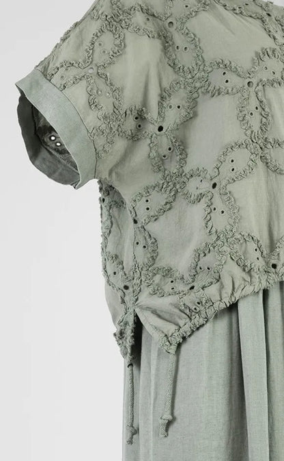 Дамска ленена рокля с ефектен топ - Sage Serenity-рокли-6Sense