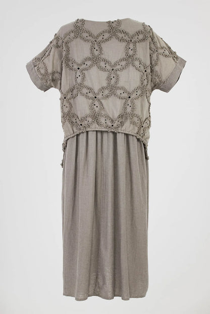 Дамска ленена рокля с ефектен топ - Sage Serenity-рокли-6Sense