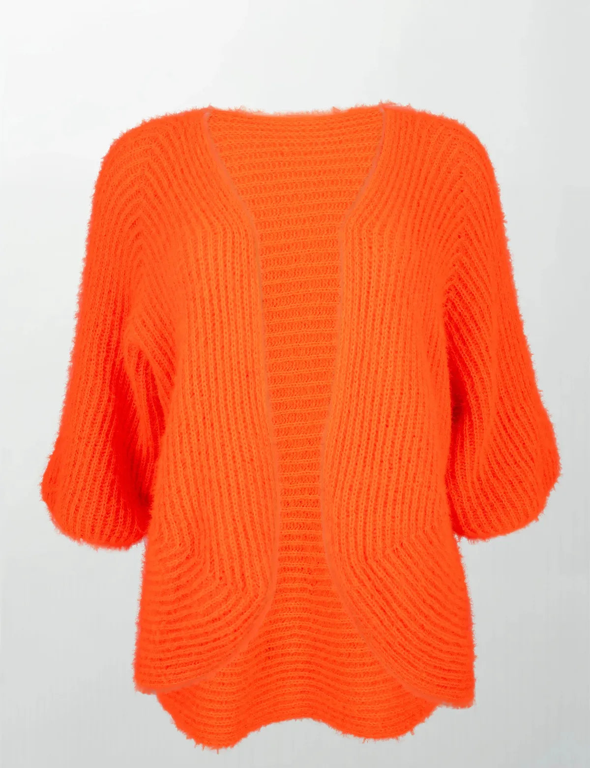 Дамска пухкава жилетка в ярко оранжево - Neon Cozy-жилетки-6Sense