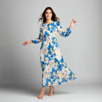 Дамска рокля с флорален принт и плисиран силует | колекция есен-зима