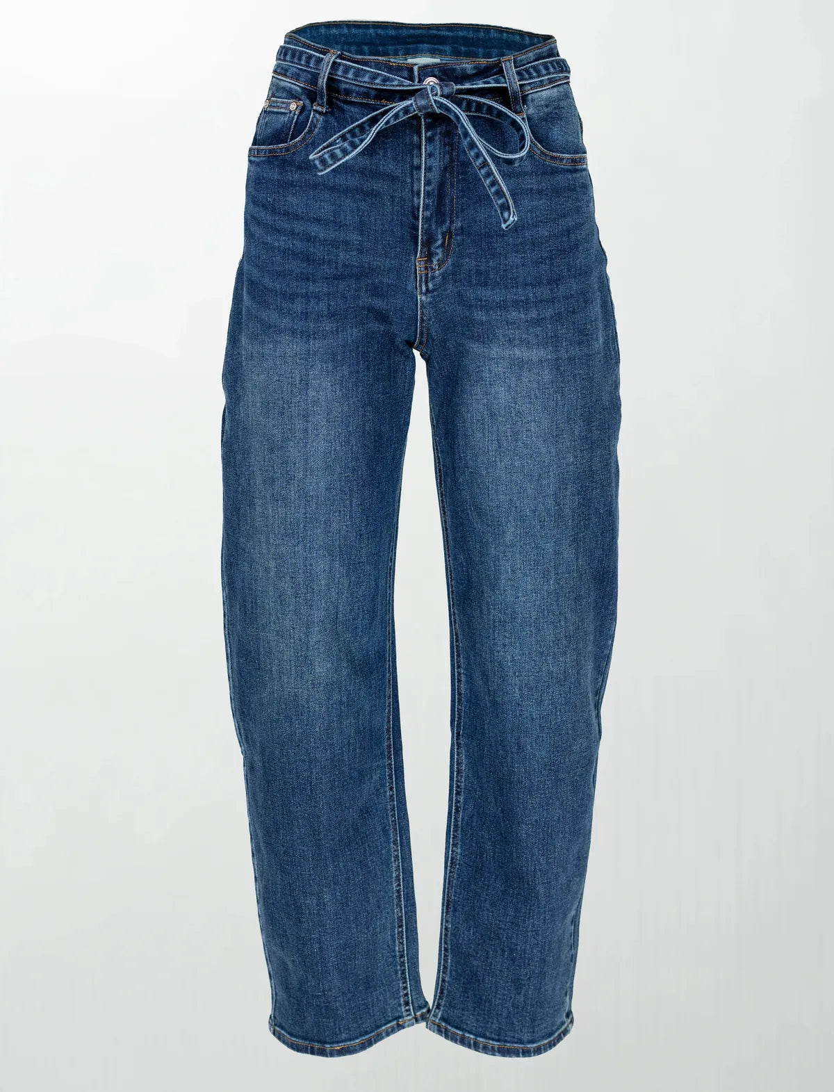 Дамски дънки с висока талия и колан - Urban Tie Jeans-дънки-6Sense