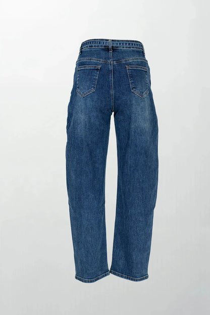 Дамски дънки с висока талия и колан - Urban Tie Jeans-дънки-6Sense