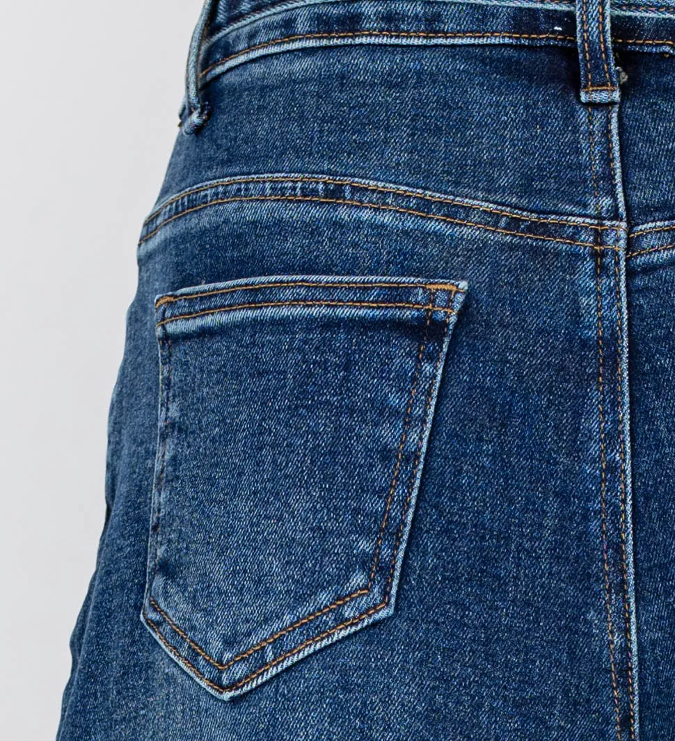 Дамски дънки с висока талия и колан - Urban Tie Jeans-дънки-6Sense